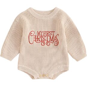 Newborn Baby Girl Boy Christmas Knit Sweater Romper One Piece Bodysuit Pullover Merry Christmas Fall Winter Clothes