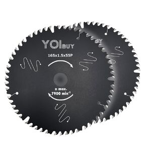 6 1/2 Inch Circular Saw Blades, Japanese Style Teeth, Ultra Fine Finish Cut, 1.5mm Thin Kerf, 55 Tooth, 5/8 Inch Arbor, Low Noise, Framing, 165mm Circular Saw Blades