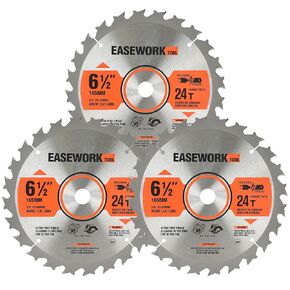EASEWORK 6-1/2 بوصة شفرة منشار دائري، 40T، 5/8 بوصة، أسنان كربيد ATB، 3 عبوات، قطع متقاطع دقيق للخشب الناعم والخشب الصلب، يناسب DEWALT DCS391B، DCS565B، DWA161240، Diablo D0641X