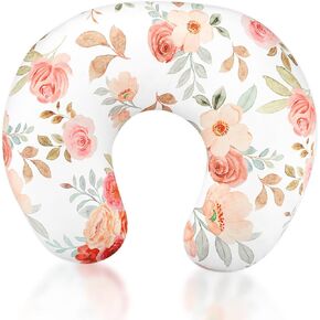 Nursing Pillow Cover, Breastfeeding Pillow Cover for Baby Girls Boys, Soft Stretchy Nursing Pillowcase for Infant Newborn, Removable Slipcover for Nursing Pillows, Floral (Only Cover)