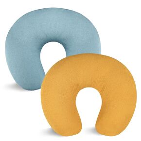 Hooyax Muslin Nursing Pillow Covers 2 Pack, Soft and Breathable Nursing Covers for Breastfeeding Pillows, Adorable Infant Feeding Pillow slipcover for Baby Boy and Girls (Green Gray)