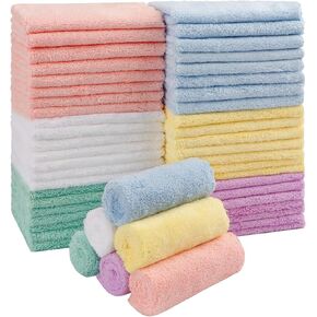HOMEXCEL Baby Washcloths 24 Pack-Microfiber Coral Fleece Baby Bath Face Towel 7 x 9 Inch Extra Absorbent and Soft Burp Cloth and Wash Cloths for Newborn-Infants and Toddlers-Gentle On Sensitive Skin