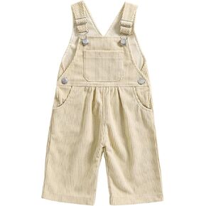KMBANGI Toddler Baby Boy Girl Bib Overalls Solid Color Corduroy Suspender Pants One Piece Straps Trousers Fall Bottom Outfit