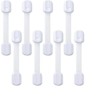 Cabinet Locks Baby Proofing -（8 Pack） Child Proof Cabinet Locks，Fridge，Oven ，Toilet Seat， Kitchen，Cupboard Appliance，Child Proof Door Lock - Multi Purpose Adjustable Strap No Drill No Screws