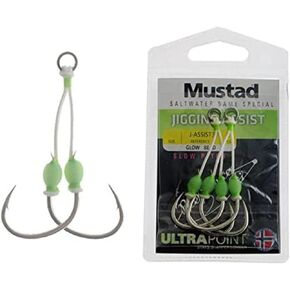 Mustad Slow Pitch Double Assist, White 2/0