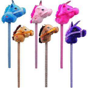 Treasure Cove Hobby Stick Horse with Sound CT25028768GNR - 28.5-Inch Toy Riding Hobby Horse for Toddlers - Assorted Colors