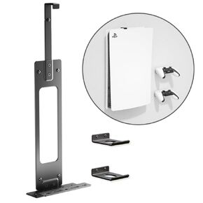 Console Holder Wall Mount for PS5: Black Gaming Stand for PlayStation 5 Digital Disc Edition With 2 Controller Kits