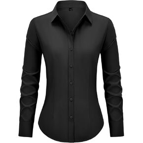 Button Down Shirts for Women Fitted Dress Shirts Collared Long Sleeve Soft Wrinkle Free Blouses Work Office Tunic Tops in Saudi Arabia