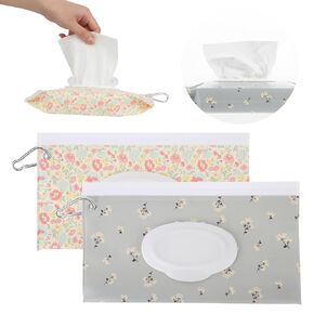2 Pack Reusable Wipes Pouch Baby Wipe Holder Portable Wet Wipes Dispenser Refillable Travel Baby Wipes Case Waterproof and Dustproof, Baby Wipes Holder Keeps Wipes Fresh