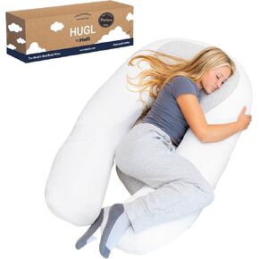 Plufl Hugl Standard Size Cooling Body Pillow for Adults U Shaped Maternity Pillow Great for Side Sleepers & Pregnant Women | Washable Cover | Grey