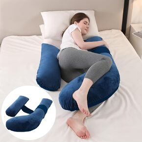 Pregnancy Pillows, Full Body Pillow for Maternity with Detachable & Adjustable Pillow Cover, Support for Back, Legs, Belly, HIPS and Pregnancy Must Haves,Grey