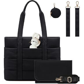 LOVEVOOK Diaper Bag Tote, Puffer Baby Diaper Bag with Insulated Pocket,Travel Diaper Tote with Pacifier Case and Changing Pad