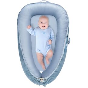 Baby Lounger - Baby Lounger for Newborn 0-24 Months, Breathable & Soft Cotton and Velvet Cover Co Sleeping Baby Nest, Baby Essentials & Shower Gifts, Portable Infant Lounger for Home and Travel
