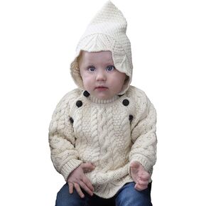 سترة بغطاء للرأس من Aran Crafts Baby تقليدية أيرلندية بخياطة من الدانتيل (100% صوف ميرينو) in Kuwait