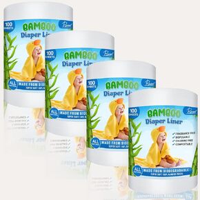 Ravel Cloth Diaper Liners 100% Bamboo from Viscose Disposable Cloth Diaper Inserts-100 Count (Pack of 4) Unscented Reusable Diaper Inserts for Diapers