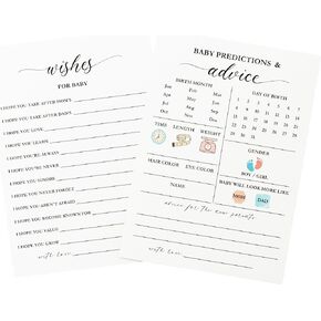 Baby Predictions and Advice Cards for Baby Shower, 50 Baby Prediction Cards