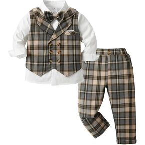PureMilk Toddler Boy's Fake Vest Gentleman Outfits Suit 3 Piece Clothes Sets 6M-4 Years