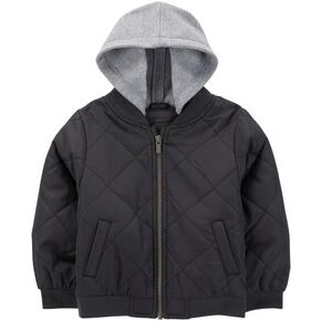 Carter's Baby Boys' Midweight Quilted Bomber Jacket with Sweatshirt-Style Hood