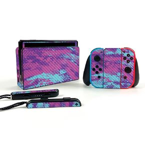 Carbon Fiber Gaming Skin Compatible with Nintendo Switch OLED - Racing Chaos - Premium 3M Vinyl Protective Wrap Decal Cover - Easy to Apply | Crafted in The USA by MightySkins
