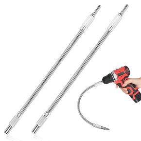 Flexible Drill Bit Extension, 11.7 inch Super Bit Screwdriver Extension, 1/4" Hex Shank Bendable Drill Bit Extension for Tight Spaces, Home Repairs (2 Pack)