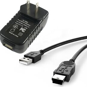 Mini Cable Mini USB 2.0 Cable with Extra Wall Charger, A-Male to Mini-B Cord - 4.9 Feet (1.5 Meters) Compatible with GPS, PDA, Dash Cam, Camera, MP3 Player, GoPro,TI-84 Calcultor,Zoom recorders