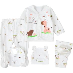 Unisex Baby Clothes 5 Piece Layette Sets Cotton Newborn Clothes Gift Set For 0-3 Months