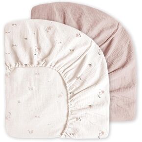 Little Grape Land Muslin Crib Sheets Fitted for Boys and Girls 2 Pack, 100% Cotton Baby Bed Sheets Soft Breathable, Neutral Fitted Baby Mattress Sheets for Standard Crib 52x28, Safari in Kuwait