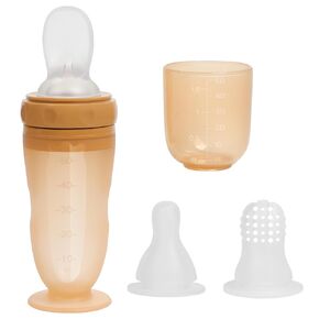 Silicone Baby Bottle Dispenser 3 in 1 with Silicone Dispensing Spoon, Pacifier and Puree Feeding Nipple, Baby Weaning Multi-Functional Feeder