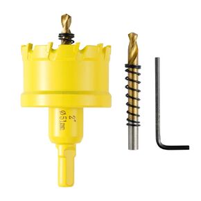 2"(51MM) TCT Hole Saw Kit Upgrade Heavy Duty Carbide Hole Saw Drill Bits with Titanium-Plated Pilot Drill bit for Hard Metal,Alloy,Aluminum,Stainless Steel,Plastic,Iron