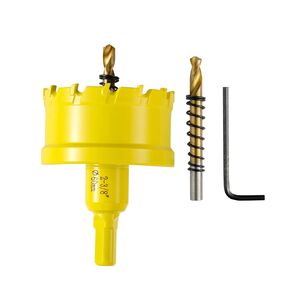 2-3/8"(60MM) TCT Hole Saw Kit Upgrade Heavy Duty Carbide Hole Saw Drill Bits with Titanium-Plated Pilot Drill bit for Hard Metal,Alloy,Aluminum,Stainless Steel,Plastic,Iron