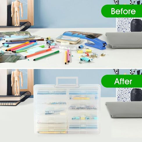 Photo Storage Box 5 x 7 Inches, 18 Inner Extra Large Photo Boxes with Dividers, Clear Acid-Free Photo Storage Containers with Handle, Photo Organizer Craft Keeper for Photo, Craft, Stamp in Saudi Arabia