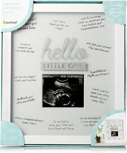 Pearhead Hello Little One Guest Signature Frame, Baby Shower Alternative Guest Book, Baby Girl or Baby Boy Sonogram Ultrasound Photo Frame in Saudi Arabia