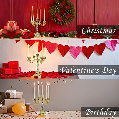 RosyLine Metal Candelabra 17" Height, Candle Holder with 5 Arms,Antique Bronze Furnish Candle Holder, Centerpiece for Home Decro,Wedding Event, Party,1 Pack (Golden) in Kuwait