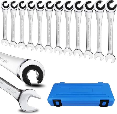 LOSCHEN 10 pcs SAE Ratcheting Wrench Combination Wrench Set 10 Pcs/Set with 72 Teeth, Chrome Vanadium Steel Tubing Ratchet Spanner（US and European Patents） in Saudi Arabia