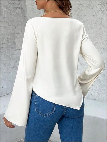 MakeMeChic Women's Maternity Blouse Long Sleeve Cowl Neck Asymmetrical Hem Pregnancy Tops in Saudi Arabia