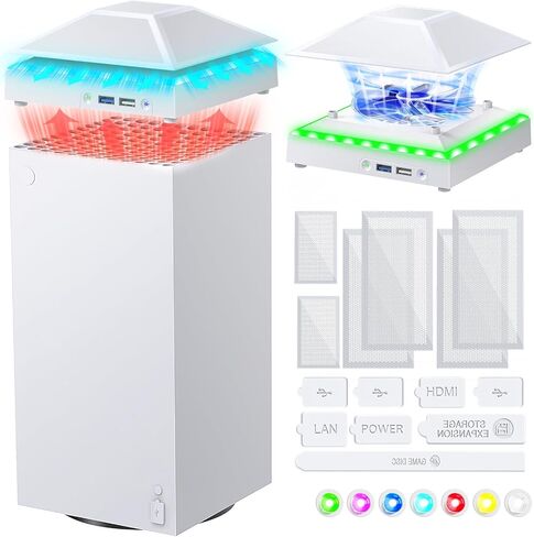 Upgrade RGB Cooling Fan for Xbox Series X with Dust Cover Filter, Colorful LED Light Cooler System Accessories with Low Noise 3 Levels Adjustable Speed Fan (White) in Saudi Arabia