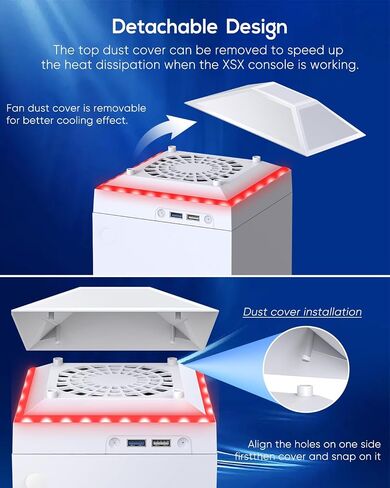 Upgrade RGB Cooling Fan for Xbox Series X with Dust Cover Filter, Colorful LED Light Cooler System Accessories with Low Noise 3 Levels Adjustable Speed Fan (White) in Saudi Arabia