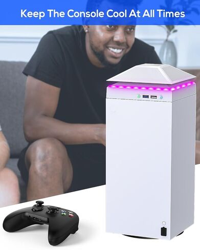 Upgrade RGB Cooling Fan for Xbox Series X with Dust Cover Filter, Colorful LED Light Cooler System Accessories with Low Noise 3 Levels Adjustable Speed Fan (White) in Saudi Arabia
