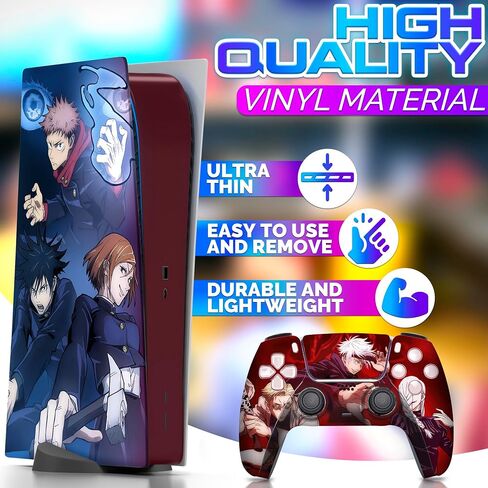 Jujutsu Kaisen Ps5 Anime Skin Ps5 Controller Skin - Ps5 ملصق الجلد Ps5 Controller Wrap Ps5 جلود لإصدار قرص وحدة التحكم PlayStation ملصق لغطاء وحدة تحكم ألعاب الفيديو Ps5 ملحقات Ps5 in Kuwait