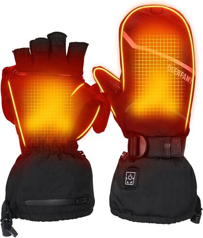 DEERFAMY Heated Gloves for Men Women, Ice Fishing Gloves with Flip Cover Design & Rechargeable Electric Battery 7.4V 2500mAh, for Winter Hiking Skiing Skating Snow Camping Cycling in Saudi Arabia