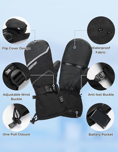 DEERFAMY Heated Gloves for Men Women, Ice Fishing Gloves with Flip Cover Design & Rechargeable Electric Battery 7.4V 2500mAh, for Winter Hiking Skiing Skating Snow Camping Cycling in Saudi Arabia