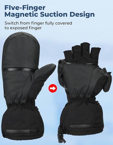 DEERFAMY Heated Gloves for Men Women, Ice Fishing Gloves with Flip Cover Design & Rechargeable Electric Battery 7.4V 2500mAh, for Winter Hiking Skiing Skating Snow Camping Cycling in Saudi Arabia
