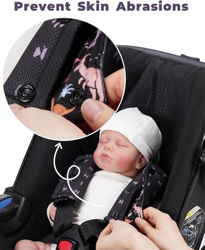 2 Pack Car Seat Belt Covers for Baby Kids, Reversible Soft Car Seat Shoulder Strap Pads, Seatbelt Cushion, Seat Neck Strap Covers for Stroller, Carrier, Pushchair (Black Star) in Saudi Arabia