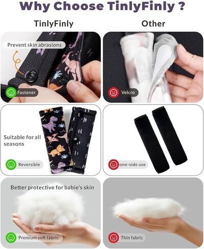 2 Pack Car Seat Belt Covers for Baby Kids, Reversible Soft Car Seat Shoulder Strap Pads, Seatbelt Cushion, Seat Neck Strap Covers for Stroller, Carrier, Pushchair (Black Star) in Saudi Arabia