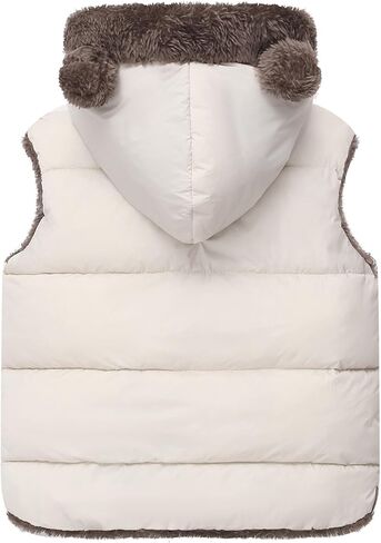 Happy Cherry Toddler Baby Puffer Vest with Hood Ears Hooded Sleeveless Bubble Jacket Insulated Padded Vest 2-7 Years in Kuwait