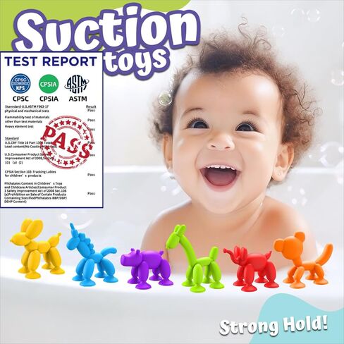 Bath Toys 6 PCS Suction Cup Toys Sensory Toys for Kids Ages 4-8 Boys Girls Stress Release Toys Travel Toys Suction Cup Toys Silicone in Saudi Arabia