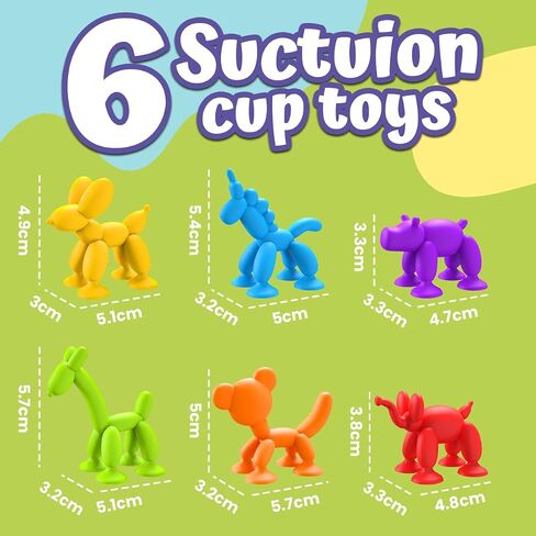 Bath Toys 6 PCS Suction Cup Toys Sensory Toys for Kids Ages 4-8 Boys Girls Stress Release Toys Travel Toys Suction Cup Toys Silicone in Saudi Arabia