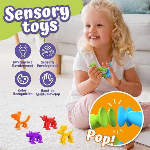 Bath Toys 6 PCS Suction Cup Toys Sensory Toys for Kids Ages 4-8 Boys Girls Stress Release Toys Travel Toys Suction Cup Toys Silicone in Saudi Arabia