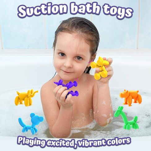 Bath Toys 6 PCS Suction Cup Toys Sensory Toys for Kids Ages 4-8 Boys Girls Stress Release Toys Travel Toys Suction Cup Toys Silicone in Saudi Arabia