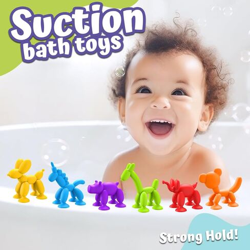 Bath Toys 6 PCS Suction Cup Toys Sensory Toys for Kids Ages 4-8 Boys Girls Stress Release Toys Travel Toys Suction Cup Toys Silicone in Saudi Arabia